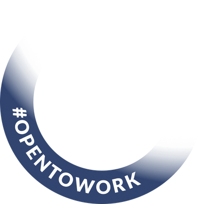 Open To Work PNG with a custom blue #OpenToWork ring for a LinkedIn profile picture